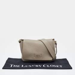 Pre Owned Furla Grey Leather Flap Crossbody Bag