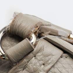 Pre Owned Furla Grey Leather Flap Crossbody Bag