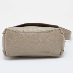 Pre Owned Furla Grey Leather Flap Crossbody Bag