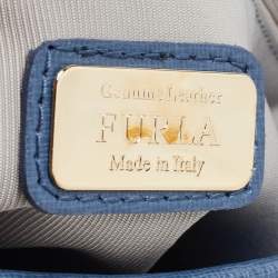 Pre Owned Furla Blue Leather Zip Tote