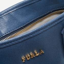 Pre Owned Furla Blue Leather Zip Tote