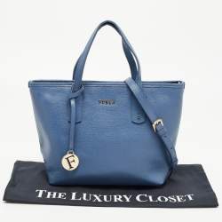 Pre Owned Furla Blue Leather Zip Tote
