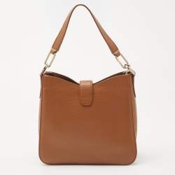 Pre Owned Furla Cognac Grained Leather Small Sofia Hobo