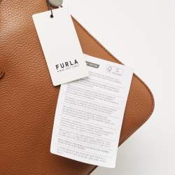 Pre Owned Furla Cognac Grained Leather Small Sofia Hobo