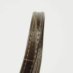 Pre Owned Furla Green Croc Embossed Leather And Suede Crossbody Bag