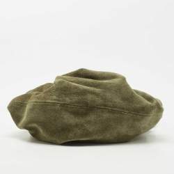 Pre Owned Furla Green Croc Embossed Leather And Suede Crossbody Bag