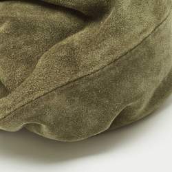 Pre Owned Furla Green Croc Embossed Leather And Suede Crossbody Bag