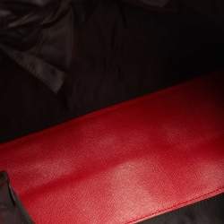 Pre Owned Furla Red/Black Leather and Nylon Geometric Zip Tote