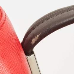 Pre Owned Furla Red/Black Leather and Nylon Geometric Zip Tote