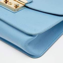 Furla Blue Leather Metropolis Top Handle Bag
