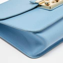 Furla Blue Leather Metropolis Top Handle Bag