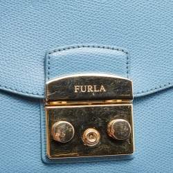 Furla Blue Leather Metropolis Top Handle Bag