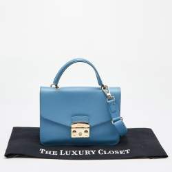 Furla Blue Leather Metropolis Top Handle Bag