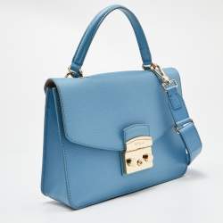 Furla Blue Leather Metropolis Top Handle Bag