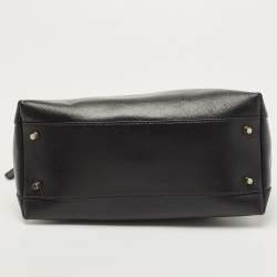 Pre Owned Furla Black Leather Piper Dome Satchel