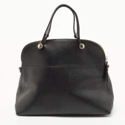 Pre Owned Furla Black Leather Piper Dome Satchel