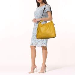 Pre Owned Furla Yellow Leather Elisabeth Hobo