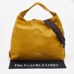 Pre Owned Furla Yellow Leather Elisabeth Hobo