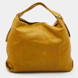 Pre Owned Furla Yellow Leather Elisabeth Hobo