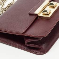 Furla Dark Burgundy Leather Mini Bella Crossbody Bag