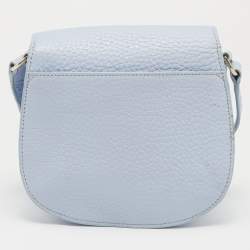 Pre Owned Furla Light Blue Leather Flap Crossbody Bag