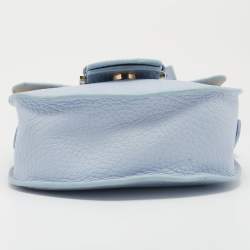 Pre Owned Furla Light Blue Leather Flap Crossbody Bag
