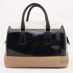 Pre Owned Furla Tricolor Rubber and Leather Candy Flap Satchel