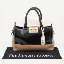 Pre Owned Furla Tricolor Rubber and Leather Candy Flap Satchel