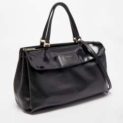 Furla Black Patent and Leather Top Handle Bag
