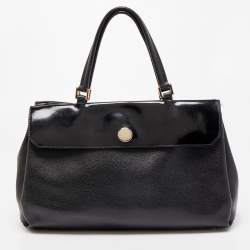 Furla Black Patent and Leather Top Handle Bag