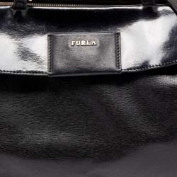 Furla Black Patent and Leather Top Handle Bag