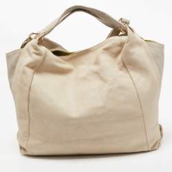 Pre Owned Furla Beige/Grey Leather Hobo