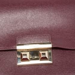 Pre Owned Furla Burgundy Leather Bella Shoulder Bag