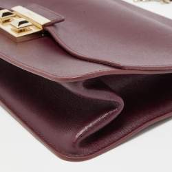 Pre Owned Furla Burgundy Leather Bella Shoulder Bag