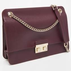 Pre Owned Furla Burgundy Leather Bella Shoulder Bag
