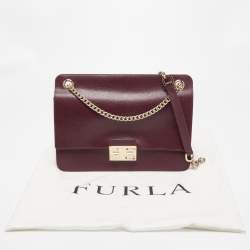Pre Owned Furla Burgundy Leather Bella Shoulder Bag