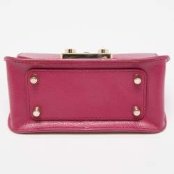 Pre Owned Furla Magenta Pink Leather Mini Metropolis Crossbody Bag