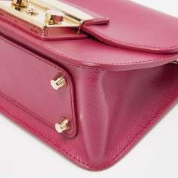 Pre Owned Furla Magenta Pink Leather Mini Metropolis Crossbody Bag