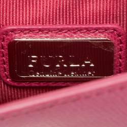 Pre Owned Furla Magenta Pink Leather Mini Metropolis Crossbody Bag
