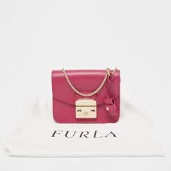 Pre Owned Furla Magenta Pink Leather Mini Metropolis Crossbody Bag