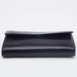 Pre Owned Furla Black Glossy Leather Logo Trifold Compact Wallet 