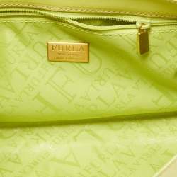 Pre Owned Furla Green Leather Flap Baguette Bag
