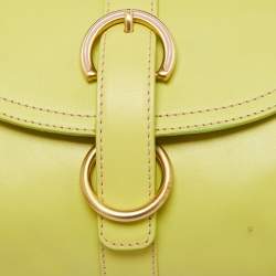 Pre Owned Furla Green Leather Flap Baguette Bag