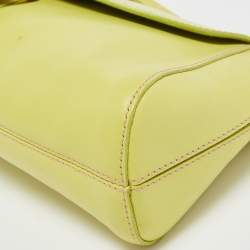 Pre Owned Furla Green Leather Flap Baguette Bag