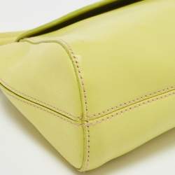 Pre Owned Furla Green Leather Flap Baguette Bag