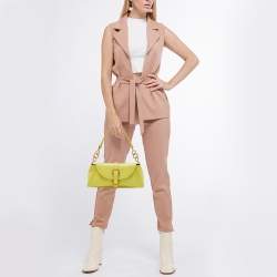 Pre Owned Furla Green Leather Flap Baguette Bag