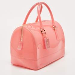 Pre Owned Furla Pink Rubber Medium Candy Satchel