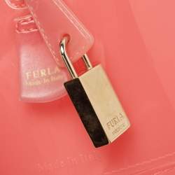 Pre Owned Furla Pink Rubber Medium Candy Satchel