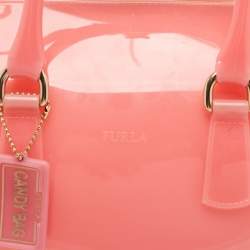 Pre Owned Furla Pink Rubber Medium Candy Satchel