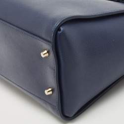 Pre Owned Furla Navy Blue Leather Large Metropolis Tote